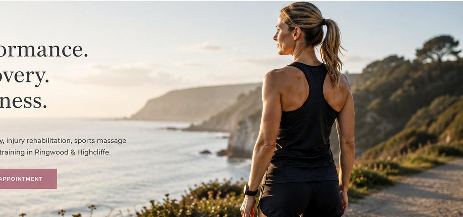 Active woman overlooking the coast
